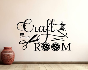 Craft Room Wall Decal Vinyl Sticker Crafting Wall Art Craft Room Tailor Shop Wall Decor Crafter Gift Poster Print Stencil 1253