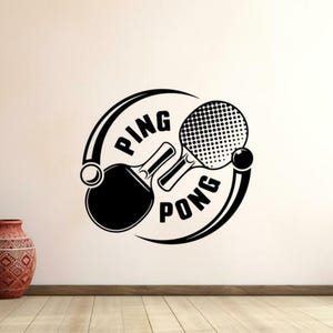 Ping Pong Wall Decal Vinyl Sticker Table Tennis Wall Art Game Paddle Decor Player Gift Logo Poster Stencil Mural For Wall Door Window 1263