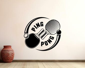 Ping Pong Wall Decal Vinyl Sticker Table Tennis Wall Art Game Paddle Decor Player Gift Logo Poster Stencil Mural For Wall Door Window 1263