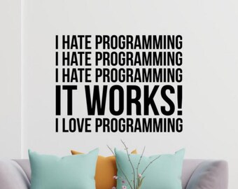 Programmering muurtattoo vinyl sticker teken coder muur kunst web code codering muur decor ontwikkelaar poster programmeur cadeau kantoor citaat 1214