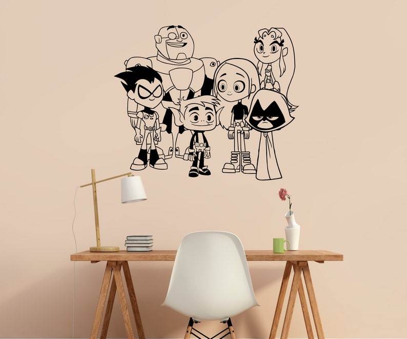 Teen Titans Wall Vinyl Decal Superheroes Sticker Home Kids Etsy