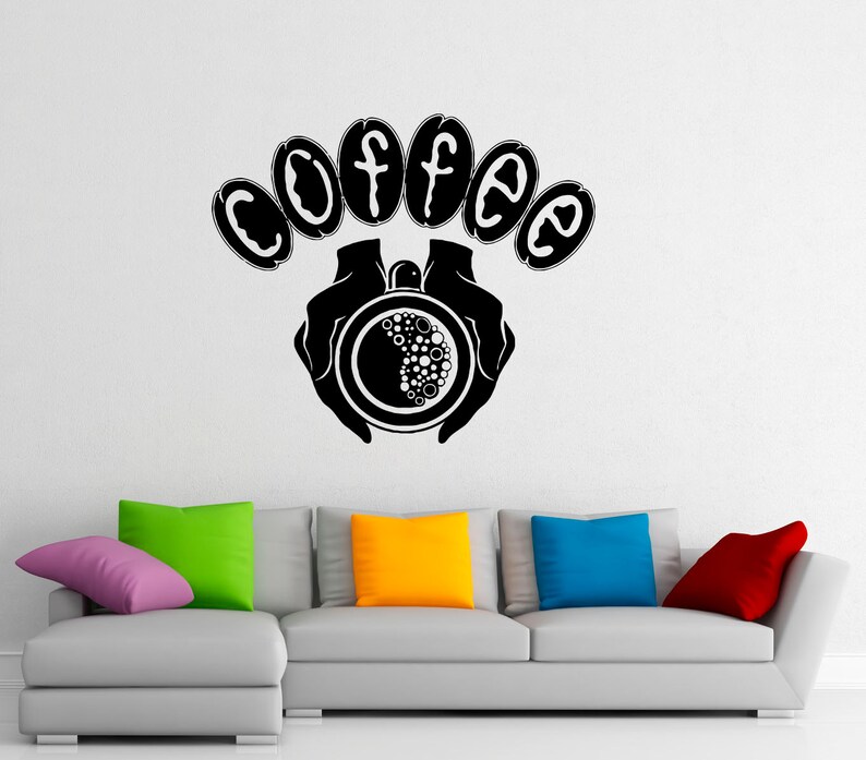 Coffee Shop Logo Wall Decal Coffee House Vinyl Stickers Cafe Interior Home Design Wall Art Murals Window Sticker 16c01f