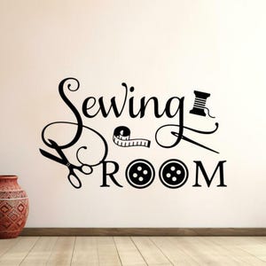 Sewing Room Wall Decal Vinyl Sticker Sewing Machine Wall Art Craft Room Tailor Shop Wall Decor Sewer Gift Poster Print Stencil 1255