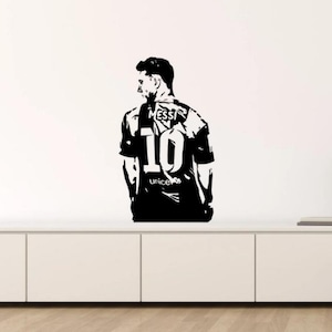 Messi Wall Decal Vinyl Sticker 10 Jersey Football Wall Art Soccer Player Gift Boy Room Sign Soccer Decor Man Cave Gift Poster Stencil 1746