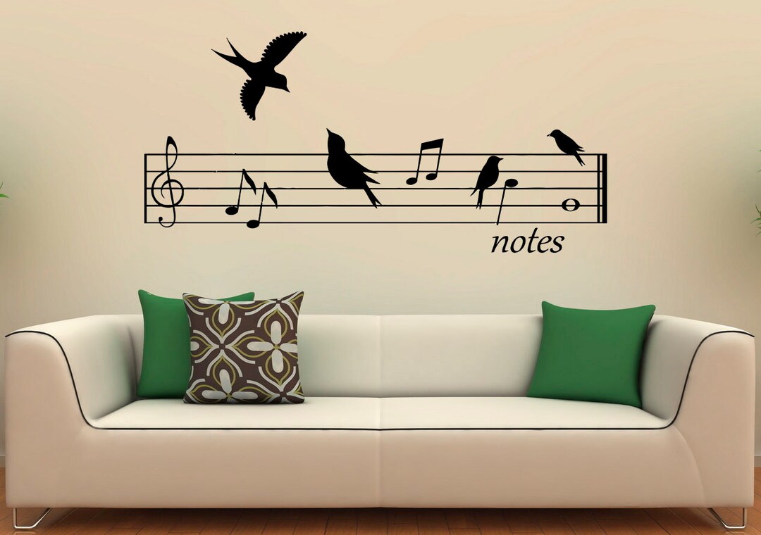 Music Notes Wall Decal Vinyl Stickers Music Birds Home Interior Art ...