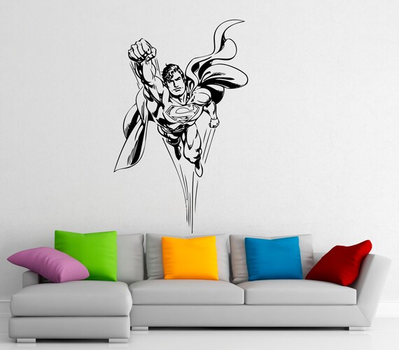 Superman Wall Decal Vinyl Stickers Comics Superhero Interior Home Design Wall Art Murals Bedroom Decor 12su01n