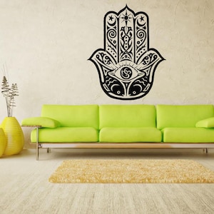 Hamsa Hand Buddhism Religion Wall Decals Vinyl Sticker Home Art Decal Bedroom Decor Mural(072b)