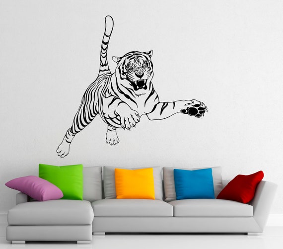 Tiger Wall Decal Vinyl Stickers Predator Animals Wildcat | Etsy