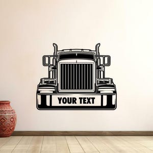 Calcomanía de vinilo personalizada para pared de camión semirremolque, nombre personalizado, texto, arte de pared, conductor de camión, habitación de niños, póster de decoración de pared, impresión de garaje 1641