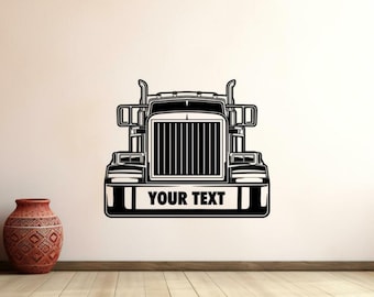 Adesivo da parete personalizzato per camion, in vinile, con nome personalizzato, testo, arte murale, per camionisti, cameretta dei bambini, poster, stampa garage 1641