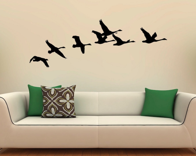 Flying Birds Wall Decal, White Birds Wall Decal, Flock of Birds Wall ...
