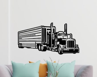 Adesivo da parete per camion grande Adesivo in vinile Autocarro semi Arte murale per camion lungo Autista di camion Bambini Decorazione murale per la stanza Poster Garage Stampa Stencil 1622