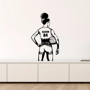 Personalized Volleyball Girl Wall Decal Vinyl Sticker Jersey Player Custom Name Wall Art Bedroom Wall Decor Sport Poster Print 1730