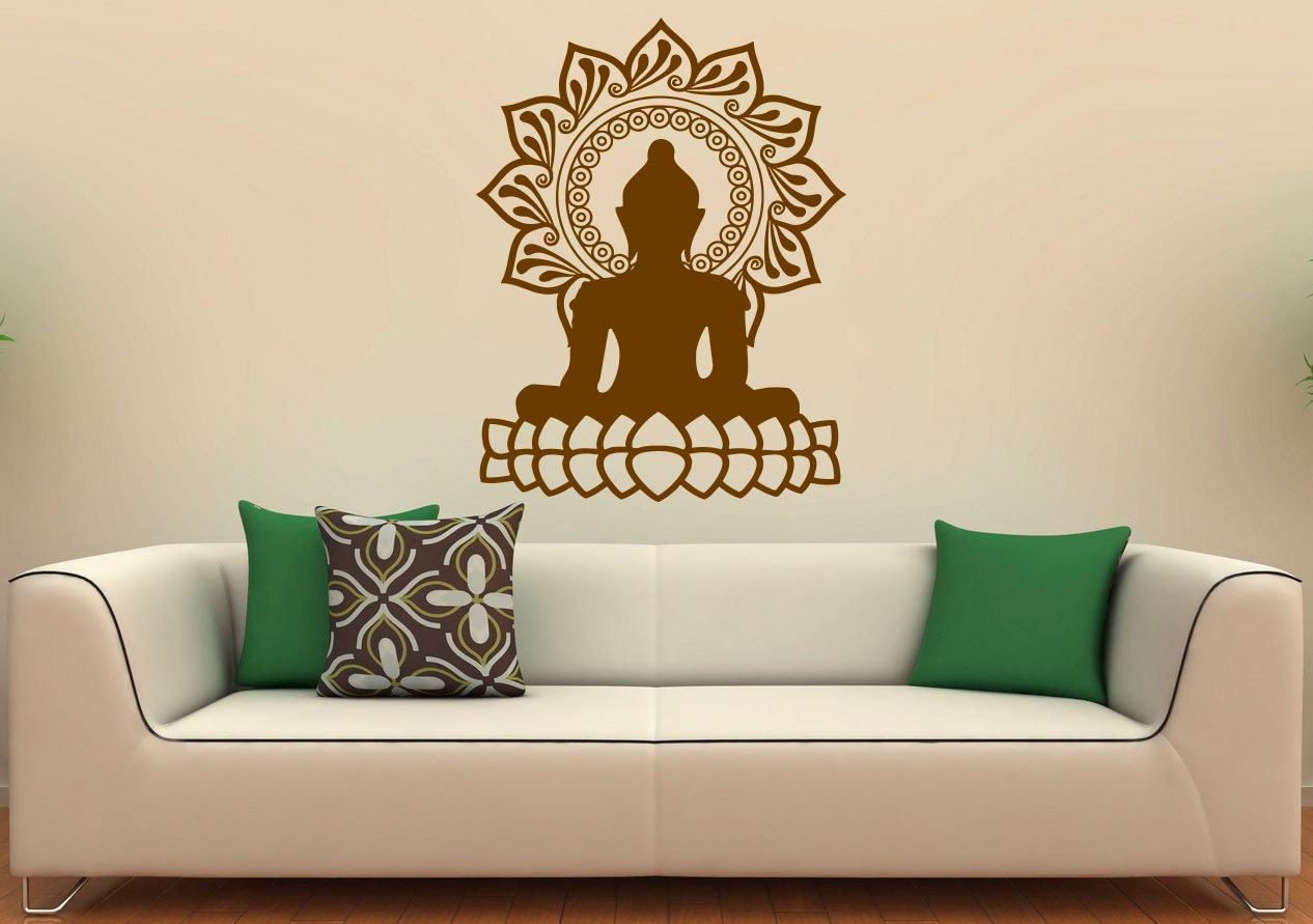 Buddha Wall Decal Indian Design Lotus Flower Vinyl Stickers 50