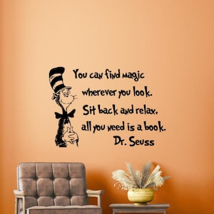 You Can Find Magic Wherever You Look Book Wall Decal Vinyl Sticker Cartoon Wall Art Nursery Wall Decor Children Gift Poster Kids Quote 1172