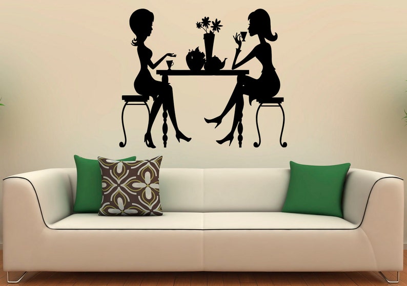 Wall Vinyl Decal Girls Silhouette Stickers Restaurant Interior Housewares Design Bedroom Home Kitchen Cafe Decor 1kit01c