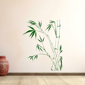 Calcomanía de vinilo para pared con diseño de hojas de bambú, diseño de arte de pared para interiores, decoración de dormitorio (4b01o)