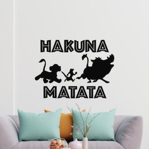 Hakuna Matata Wall Decal Vinyl Sticker Timon Pumba Simba Wall Art Girl Boy Kids Room Wall Decor Children Nursery Poster Print 1507