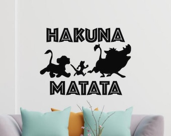 Hakuna Matata Wall Decal Vinyl Sticker Timon Pumba Simba Wall Art Girl Boy Kids Room Wall Decor Children Nursery Poster Print 1507