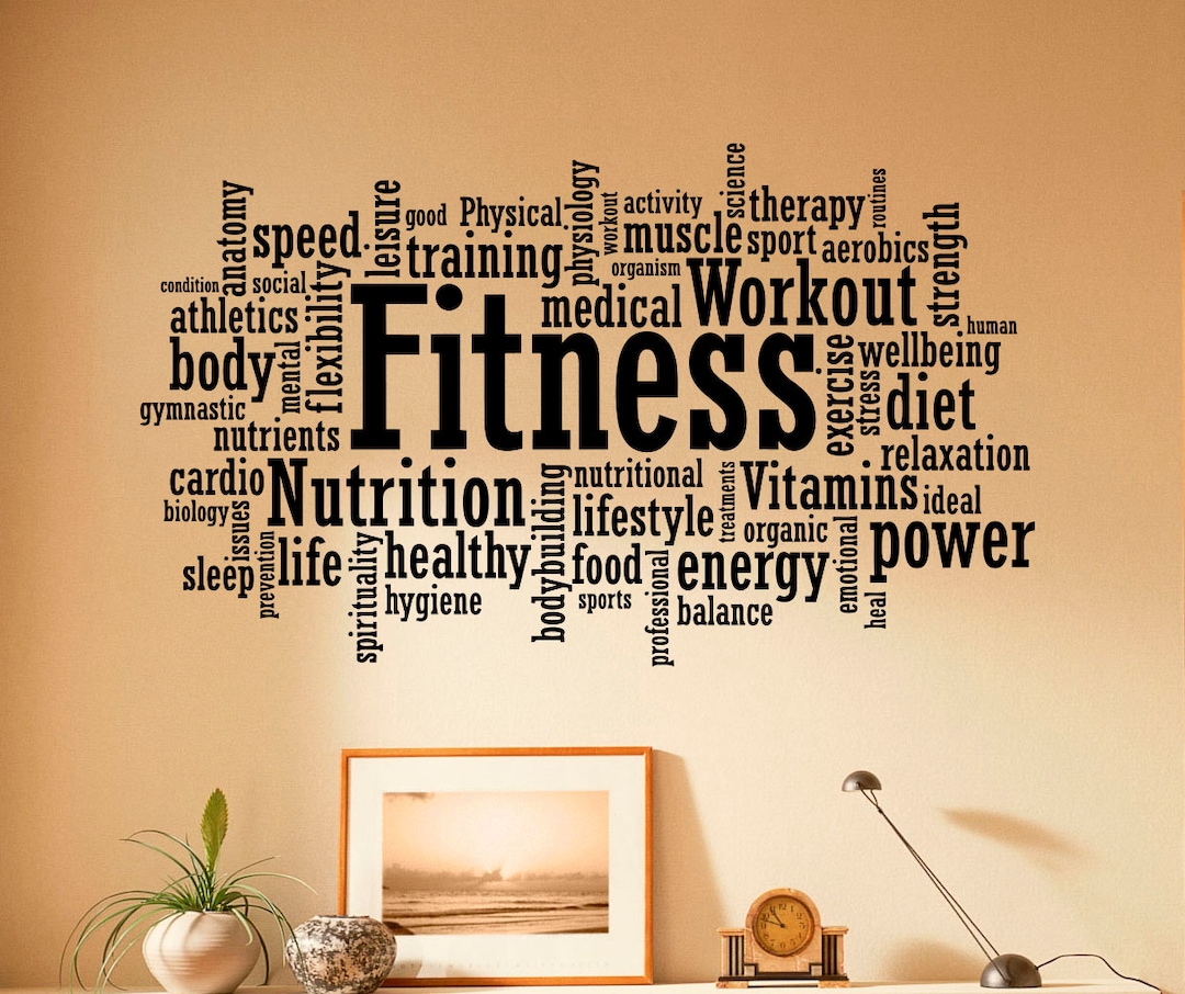 Fitness Wall Decal Vinyl Stickers Sport Gym Words Interior Etsy