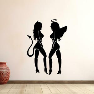 Naklejka ścienna Angel And Devil Girls Vinyl Sticker Devil and Angel Woman Wall Art Decor Gift Poster Logo Print For Walls Windows Car Truck 1654