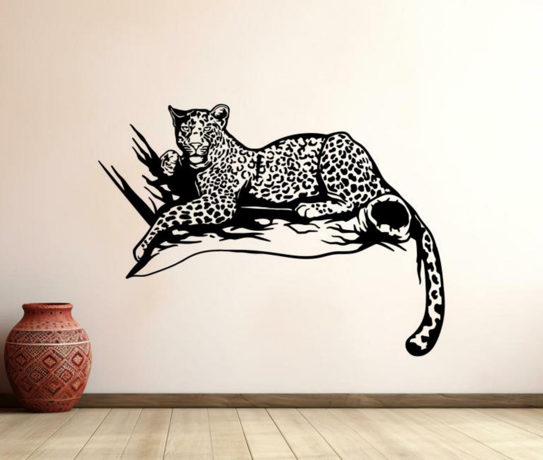 Leopard Wall Decal Vinyl Sticker Cheetah Wall Art Jungle Animals Wild ...