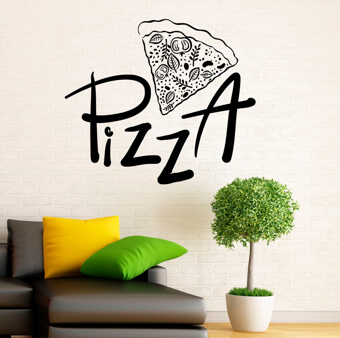 Pizzeria Wall Decal Vinyl Stickers Pizza Restaurant Interior Etsy