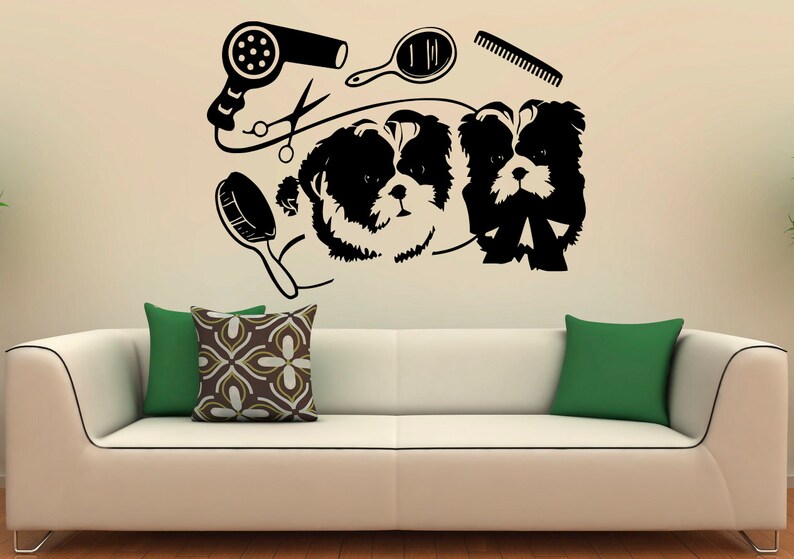 Pet Grooming Wall Decal Vinyl Stickers Pet Shop Interior Pet Etsy
