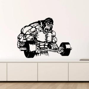 Gym Wall Decal Vinyl Sticker Gorilla Bodybuilder Motivational Wall Art Fitness Decor Workout Poster Bodybuilding Home Beast Mode Sign 1560