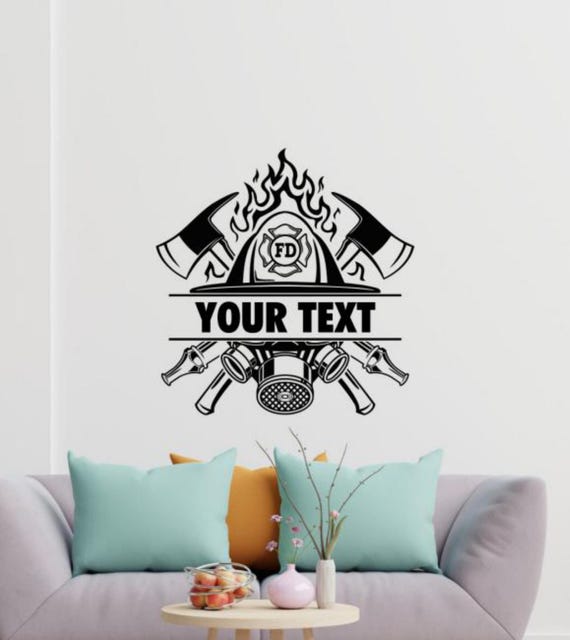 Feuerwehrmann Wandaufkleber Vinyl – Abnehmbar, 25x57 Cm Schwarz, Selbstklebend Für Glatte Wände, Glas Oder Möbel