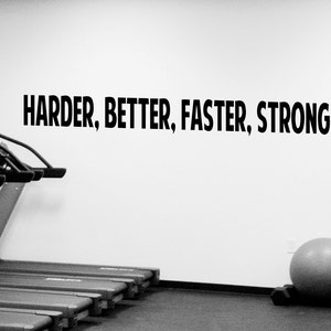 Workout Motivation Quote Wall Decal Fitness Gym Vinyl Stickers Harder Better Faster Stronger Wall Decor (12f01mn)
