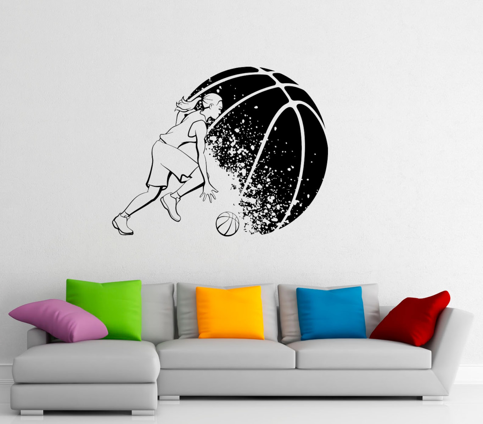 Baloncesto pared etiqueta cesta bola pegatina vinilo deporte | Etsy