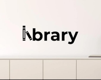 Bibliotheek muur sticker vinyl sticker leeszaal kunst aan de muur logo school teken boeken lezen decor leraar cadeau poster print citaat 1264