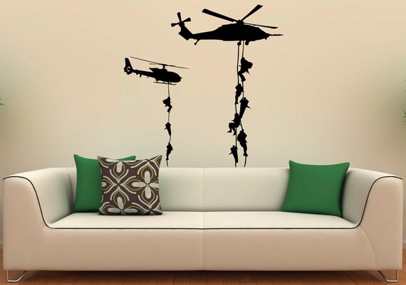 Airforce Helicopter Army Wall Decal Vinyl Stickers Military Etsy