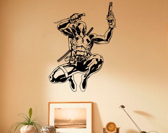 Deadpool Karate Kick Wall Decal Mural Dead Pool Sticker Poster Wall Vinyl n89 Deadpool Karate Kick Wall Decal Mural Dead Pool Sticker Poster Wall Vinyl n89
