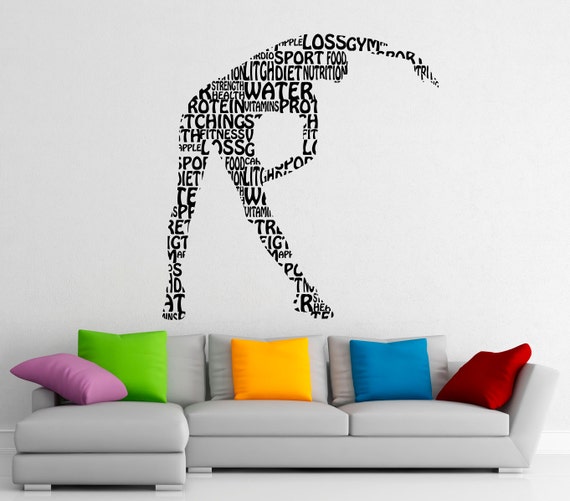 Gym Fitness Wall Decal Wall Stickers Sports Interior Bedroom Home Decor Dorm Room Wall Art Murals 4f01s