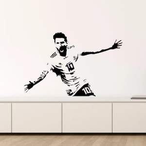 Messi Wall Decal Vinyl Sticker Football Wall Art Soccer Player Gift Boy Room Sign Soccer Decor Man Cave Gift Poster Print Stencil 1747