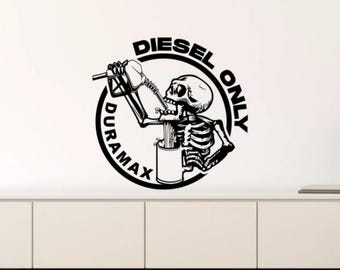 Adesivo da parete Duramax Diesel Only in vinile, teschio, decorazione da parete, regalo, poster per parete, porta, finestra, auto, camion 1726