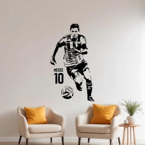 Messi Wall Decal Vinyl Sticker Football Wall Art Soccer Player Gift Boy Room Sign Soccer Decor Man Cave Gift Poster Print Stencil 1769