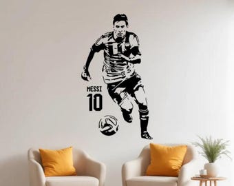 Messi Wall Decal Vinyl Sticker Football Wall Art Soccer Player Gift Boy Room Sign Soccer Decor Man Cave Gift Poster Print Stencil 1769