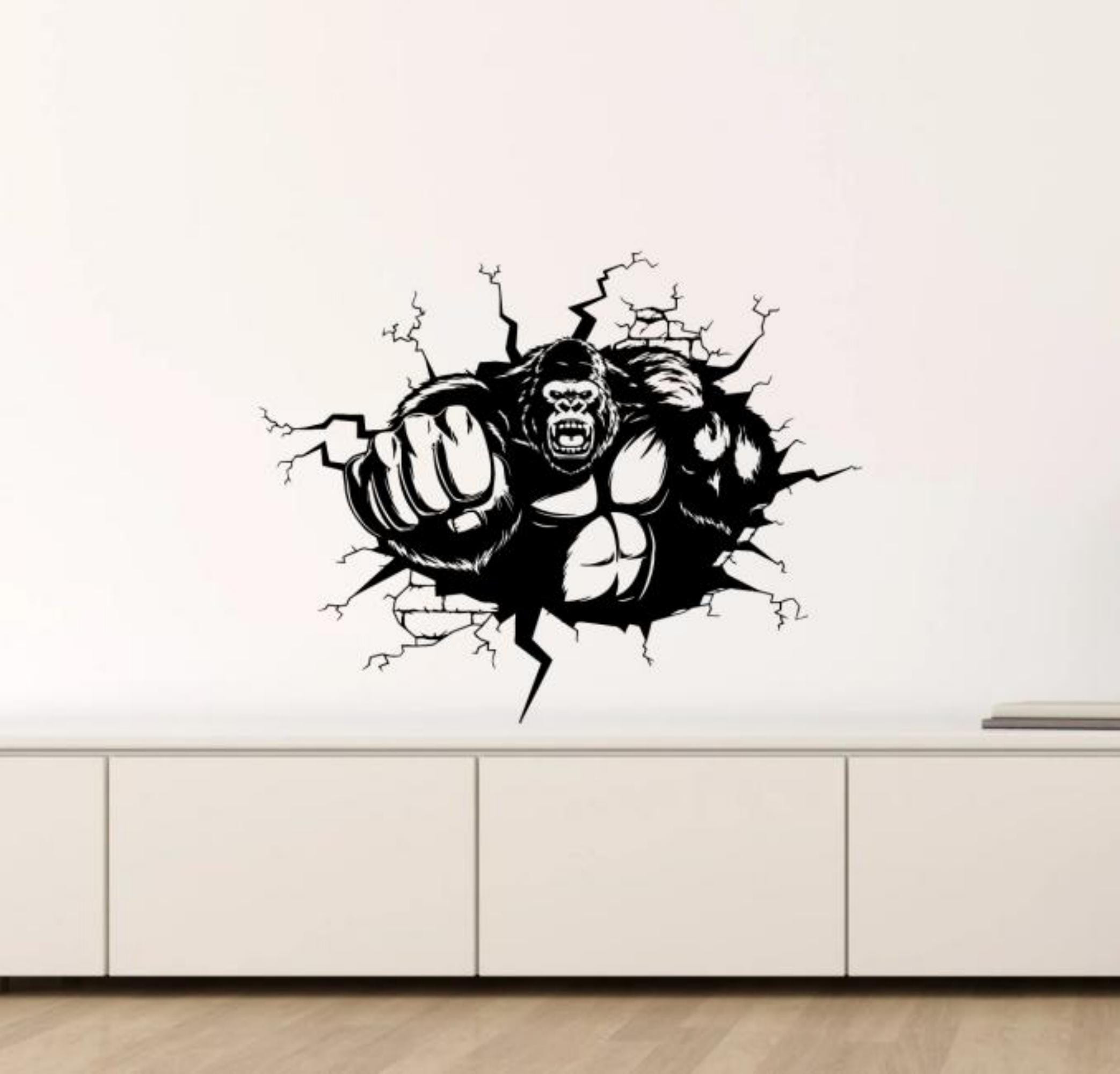 BANNIÈRE FITNESS GORILLA GYM - INCASSABLE, ART MURAL MOTIVATIONNEL POUR SALLE DE SPORT À DOMICILE, NEUVE