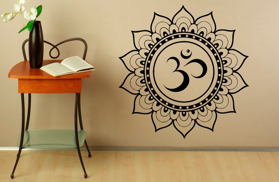 Mandala Wall Decal Om Symbol Indian Pattern Vinyl Stickers Namaste Yoga ...