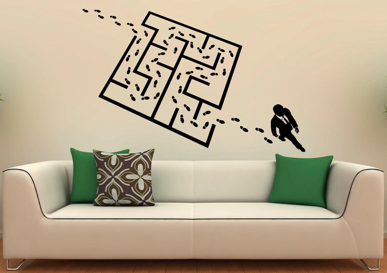 Labyrinth Maze Wall Decal Vinyl Stickers Abstract Pattern Home Interior Design Art Murals Bedroom Decor 18l01te