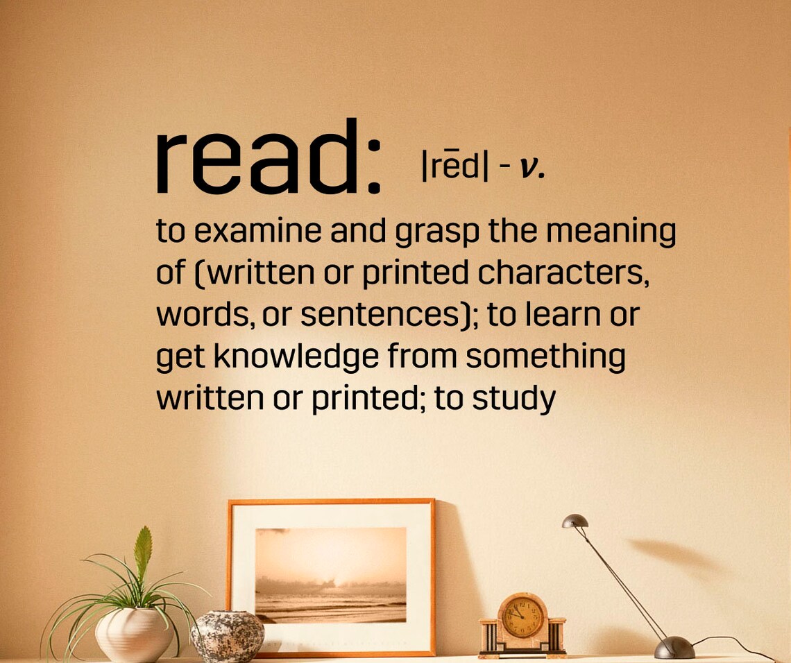 Read Definition Wall Decal Quote Vinyl Sticker Home Art Decor Etsy