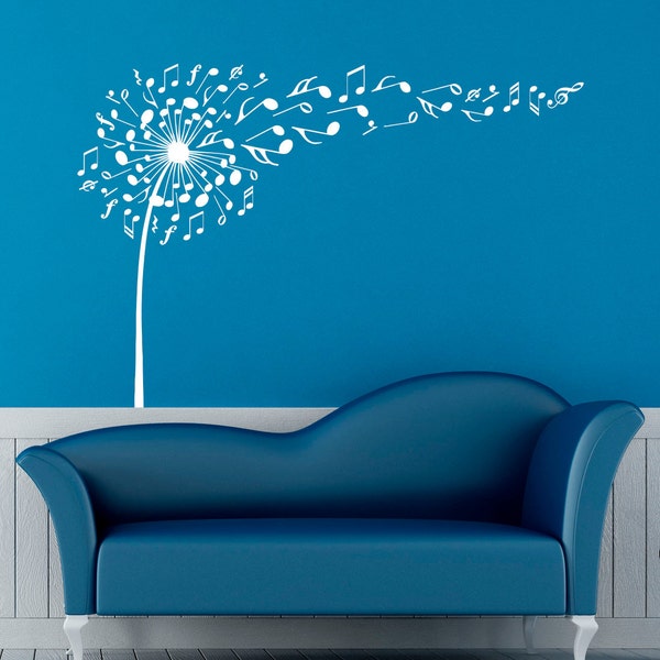 Notes de musique sticker mural vinyle autocollants musique pissenlit maison intérieur Art Design peintures murales chambre décoration murale (10m01c)