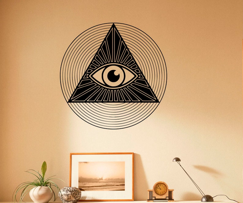 Illuminati Sign Wall Decal All Seeing Eye Vinyl Stickers Pyramid Home Interior Housewares Design Bedroom Home Wall Decor 7i01i image 1
