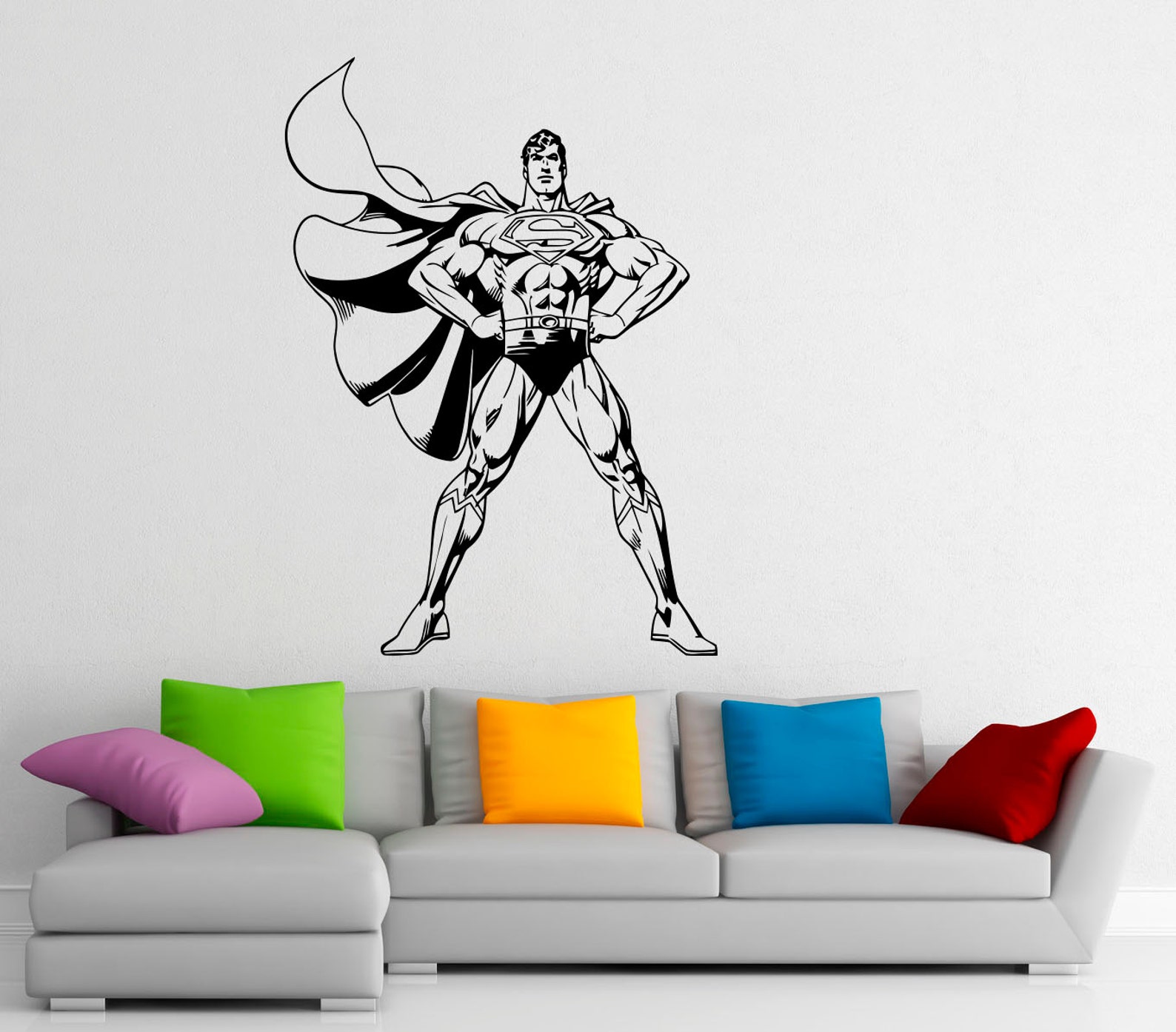 Superman Wall Decal Vinyl Stickers Comics Superhero Interior Etsy