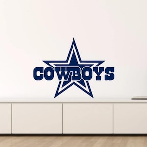 May include: A blue and white Dallas Cowboys logo with a five-pointed star and the word "COWBOYS" underneath.