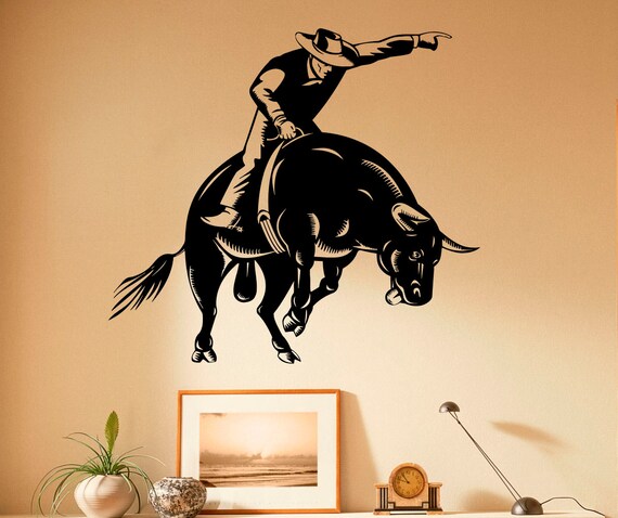 Wall Vinyl Decal Rodeo Cowboy Wild West Stickers Home Interior Housewares Design Bedroom Decor 7cwb01