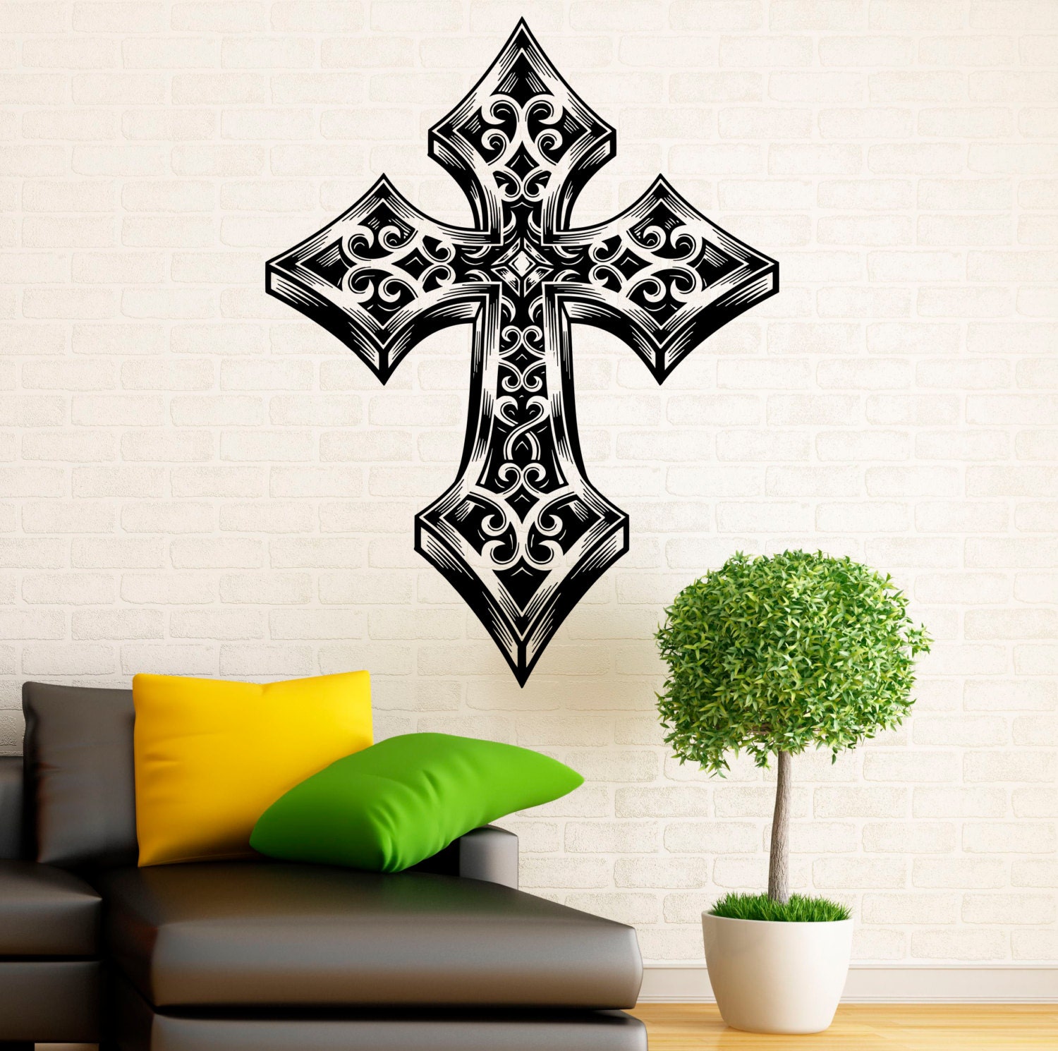 Cross Wall Decal Religion Vinyl Stickers Jesus Christ Home Etsy